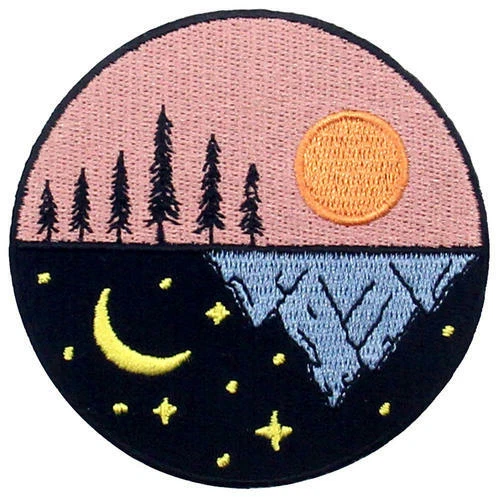 Embroidered Patches Iron On Sew Patch Badges appliques transfers Sun Stars Moon - Image 1 of 4