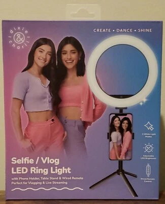 Dixie & Charlie Selfie/Vlog LED Ring Light With Phone Holder & Table Stand - Image 1 of 2