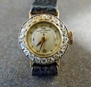 Orologio vintage Baume e Mercier in oro giallo 18 kt e diamanti - Foto 1 di 9