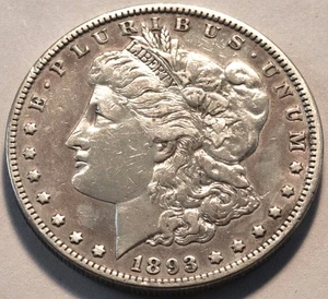1893 P Morgan Silver Dollar, Middle Grade Details, Better Semi-KEY Date $1 Coin - Picture 1 of 3