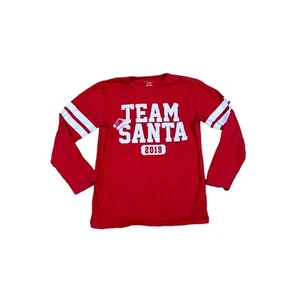 Childrens Place Boys Long Sleeve T-shirt Size 10/12 Red White Team Santa Large - Picture 1 of 5