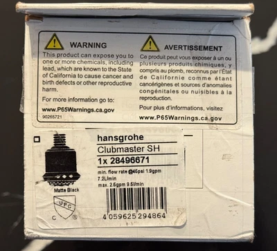 Cabezal de ducha Hansgrohe Clubmaster 3 chorro, 2,5 gpm - negro mate (28496671) Foto 1 de 2