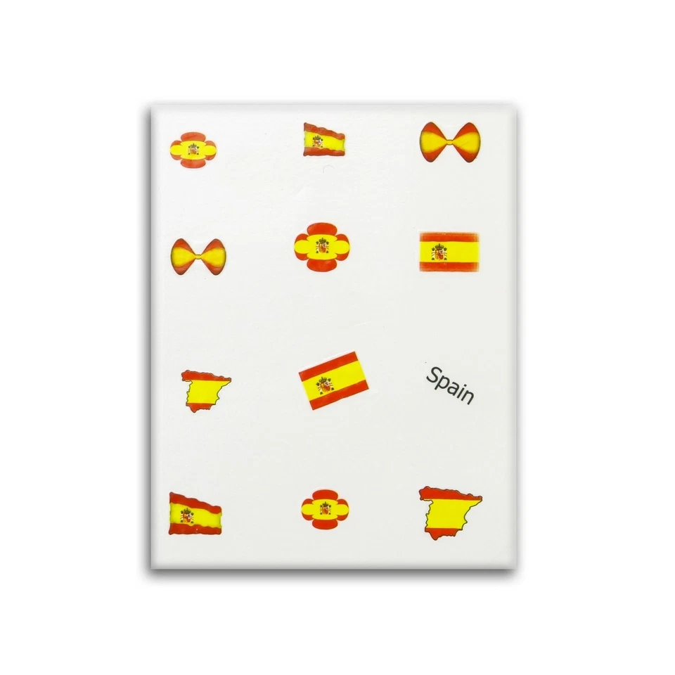 VON WELLEAN EIGENART Confezione da 3 adesivi per unghie, decalcomania bandiera nail art Spagna / Spain (FAS-03)