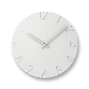 Lemnos Wall Clock Analog Carved White CARVED Arabic NTL10-19A Lemnos White Diame - Picture 1 of 2