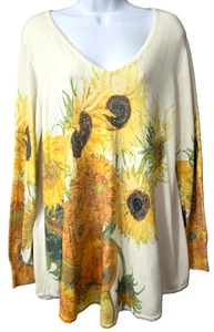 Maglione maglia girasole Storybook M misto cotone scollo a V tunica QVC autunno morbido - Foto 1 di 6