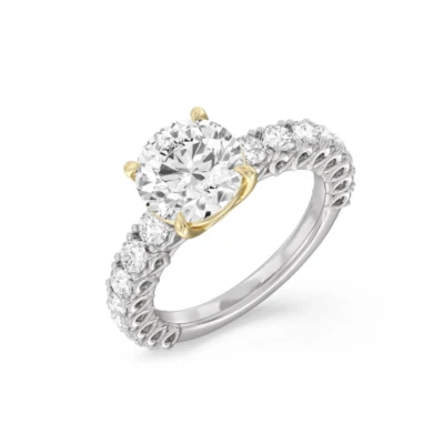 Wedding Ring 14k Multi Tone Gold Lab Grown Round 2.50 Ct IGI Certified Diamond - Image 1 of 4
