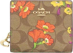 Coach Snap Wallet Signature Canvas Floral Print FCR939 CR939 Khaki Multi Outlet - Bild 1 von 3