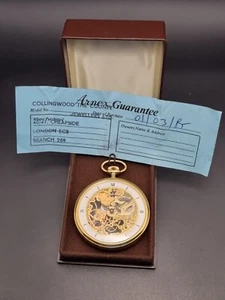 arnex skeleton case gold plated pocket watch boxed - Picture 1 of 11