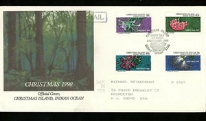 Postal History Christmas Island FDC #294-297 Religion Christmas flowers 1990 - Picture 1 of 2