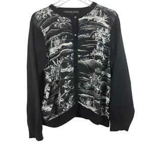Josephine Chaus Pullover mit Knöpfen Damen Größe XL mit Seidenmuster vorne schwarz A40 - Bild 1 von 5