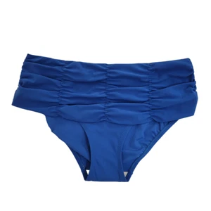 SHAN Ruched Bikini Bottom Size 6 Blue Flattering Coverage Colorful Swim NWT NEW - Picture 1 of 9