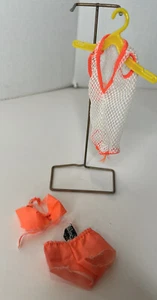 1960s Vintage Barbie TNT Orange Swimsuit Bikini Briefs Bottoms MOD, Mesh Suit - Picture 1 of 18