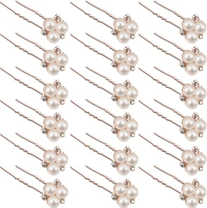 18 Pieces Wedding Pearl Hair Pins Brides Bridal Rhinestones Hair Pins Bridesmaid - Picture 1 of 8