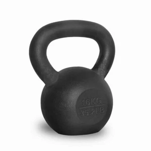 16kg Cast Iron Kettlebell Weight Exercise Strength Training Dumbbell Gym Black - Picture 1 of 12