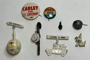 Lotto di 7 antiche spille vintage assortite e 1 ciondolo - giro di voto sportivo condivisione La C - Foto 1 di 6
