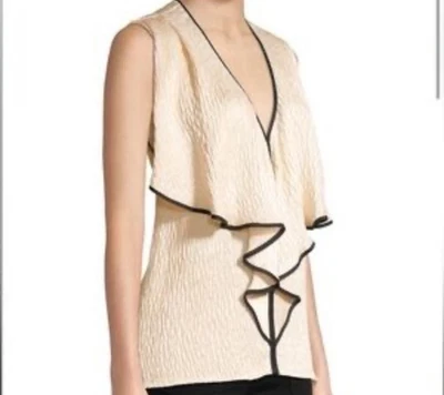 Jason Wu коллекции шелковой смеси гофрированный эластичной слоновой кости блузка размер 10 новый с Ярлыками - Изображение 1 из 4