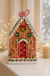 Clayre&Eef Casa di Pan di Zenzero, Decorazione Natalizia, Candy, Rosso, Classico - Foto 1 di 3