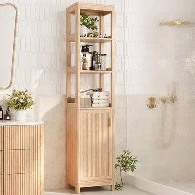 Armario de almacenamiento estrecho de 68'' de altura con estante y puerta ajustables, baño de almacenamiento... Foto 1 de 4