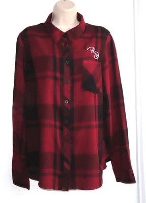 Camisa feminina Harley-Davidson manga longa, bordada, xadrez vermelho-preto, GG, nova sem etiquetas - Imagem 1 de 3