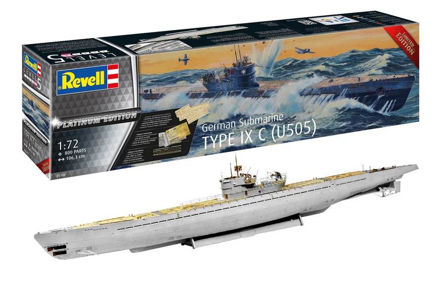 Niemiecki okręt podwodny Type IX C (U505) Platinum Edition - Revell 05180 skala