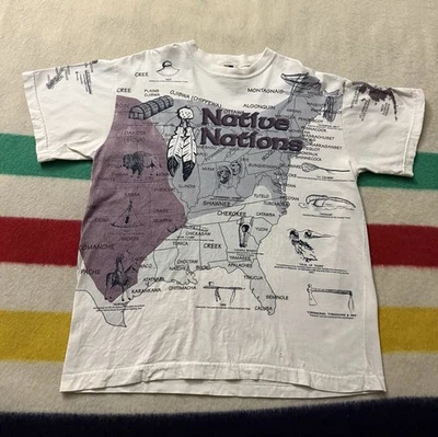 Camisa Navajo Hopi Zuni Vintage Años 90 Indio Nativo Americano AOP Camisa Grande L Rara Foto 1 de 4