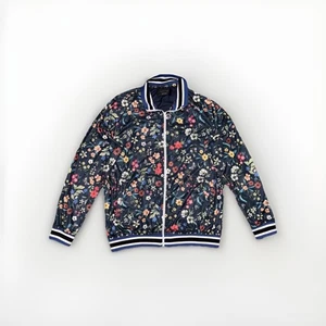 Zara Men bomber slim jacket men’s size large Blue/Floral - Picture 1 of 7