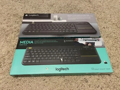 2 Logitech K400 Plus Wireless Keyboards w/ Built-in Touchpad Unifying USB Dongle - Image 1 of 4