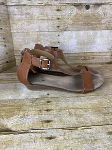 Kenneth Cole Reaction Sandals Brown Great Show T Strap Back Zip Women's 8.5 M - Picture 1 of 10