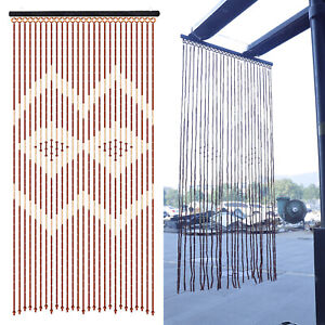 Türvorhang Bambus Fadenvorhang Insektenschutz Holz Perlen Deko Raumteiler 27Line