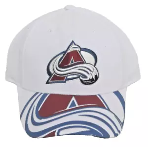 NHL Colorado Avalanche White Stretch Fitted Hat By Reebok, Size S-M - Picture 1 of 4