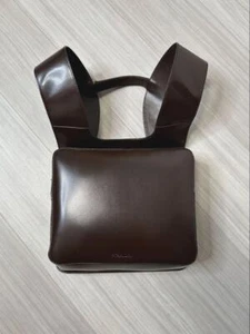 PRADA 1999 SS Vitello Lux Leather Chest Rig Bag Brown Vintage Italy Used 2506SM - Picture 1 of 10