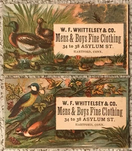 2 ANTIQUE VICTORIAN TRADE CARDS WHITTELSEY CO. CLOTHING 1880'S VG+ HARTFORD, CT - Picture 1 of 1
