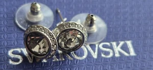 Sparkling Rhodium Swarovski Stud Earrings, Box Included - Picture 1 of 7