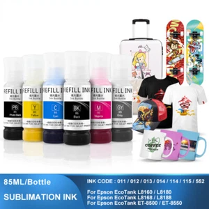 85ML6 Farben/Set Sublimationstinte für Epson 011 012 013 014 114 115 552 L8160 - Bild 1 von 3