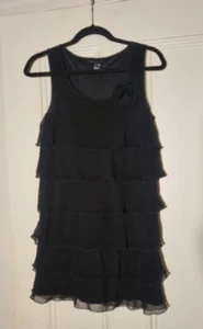 Forever 21 Womens Black Mini-Dress Size M 1920s Inspired Tiered Flapper - Picture 1 of 5