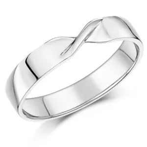 9ct White Gold Twist Crossover Design Ring 4mm Court Shaped Wedding Band - Picture 1 of 4