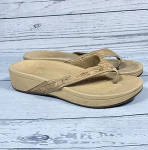 Vionic Womens 380 High Tide Sz 10 Platform Gold Tan Cork Flip Flop Sandals - Picture 1 of 8