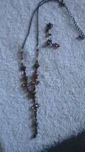 BURNISHED BRONZE MINI FLOWER "Y" NECKLACE/EARRINGS Avon Fashion Jewelry PreOwn