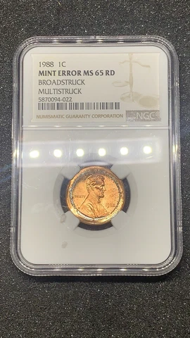 1988 1C MINT ERROR MS 65 RD BROADSTRUCK MULTISTRUCK Cover