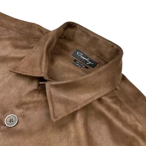 Coppley Men's Faux Leather Suede Button Blazer/Jacket/Coat Brown • XL - Picture 1 of 6