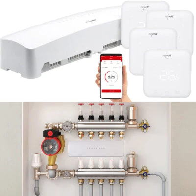 revolt WLAN-Fußbodenheizungs-Controller-Steuerung mit 4 Thermostaten und App