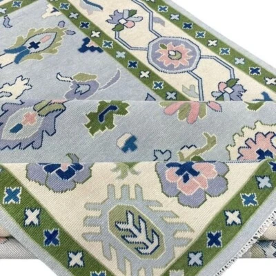 Blue Cream Turkish Rug Oushak Hand-Knotted woolen Rug Home Decor Rug,  Area Rug. - Image 1 of 4