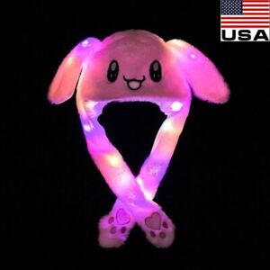 Cute Animals Ear LED Hats Funny Rabbit Bunny Ears Flap Moving Jumping Caps USA