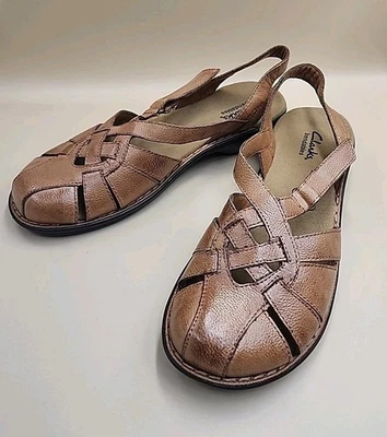 Clarks Ina Kiss SZ 8M Tan Mary Jane Sandals Hook & Loop Closure Comfort- New - Изображение 1 из 4