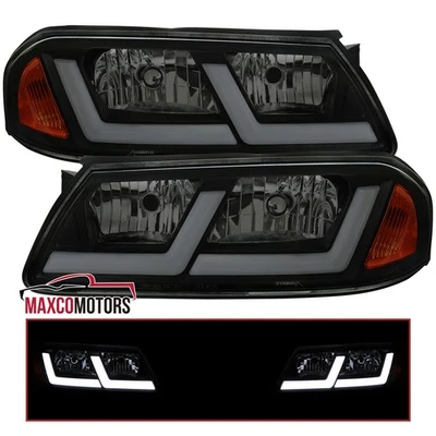 Black Smoke Headlights Fits 2000-2005 Chevy Impala LED Tube Lamps Left+Right - Изображение 1 из 4