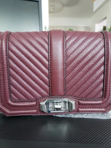 Rebecca Minkoff Chevron Quilted Chain Crossbody Bag - Burgundy - Picture 1 of 6