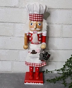 Pan de Jengibre Panadero Chef Cascanueces Galleta Caramelo Madera 14" Sombrero Navidad NUEVO - Imagen 1 de 6