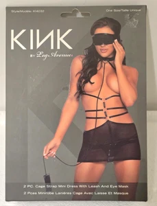 KINK by Leg Avenue (2pc) CAGE STRAP MINI DRESS with LEASH & EYE MASK - Picture 1 of 2