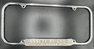 Rare Vintage Bassett Buick Co. Redding California Metal License Plate Frame - Picture 1 of 3