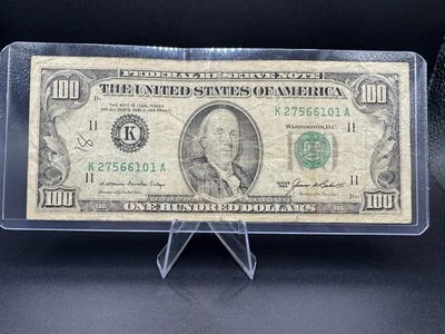 💵 1985 $100 Small Head Franklin • Old-Style Dallas K-Note 💚 K27566101A - Image 1 of 2